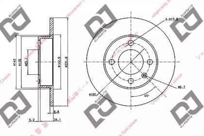 Тормозной диск DJ PARTS BD1849